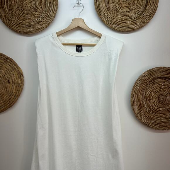 NEW GAP White Sleeveless Short Muscle Tank Mini Dress MT Medium TALL Minimalist - Picture 4 of 8